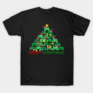 Merry Christmas-Game Controller Tree-Gamer T-Shirt